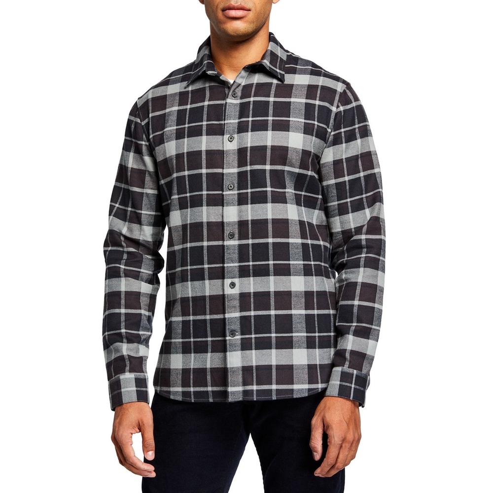 Vince Mens Classic Fit Plaid Flannel Size XL Long Sleeve Shirt Cotton‎ Wool